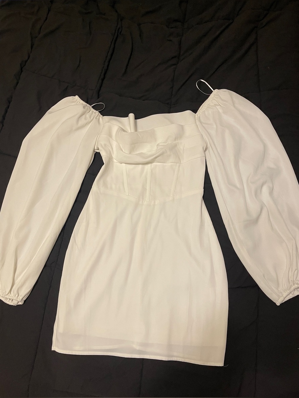 Princess Polly White Corset waist Puff Sleeve Mini Dress